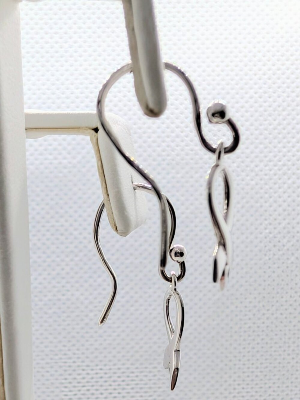 NEW in Box Minimalist Style Sterling Silver & Diamond French Wire Earrings - Picture 5 of 13